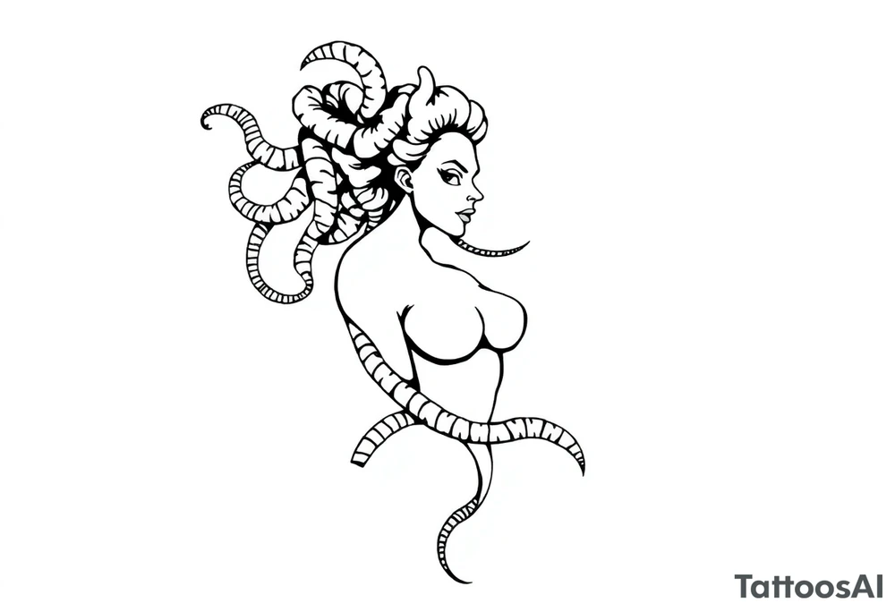 medusa with boobs tattoo idea