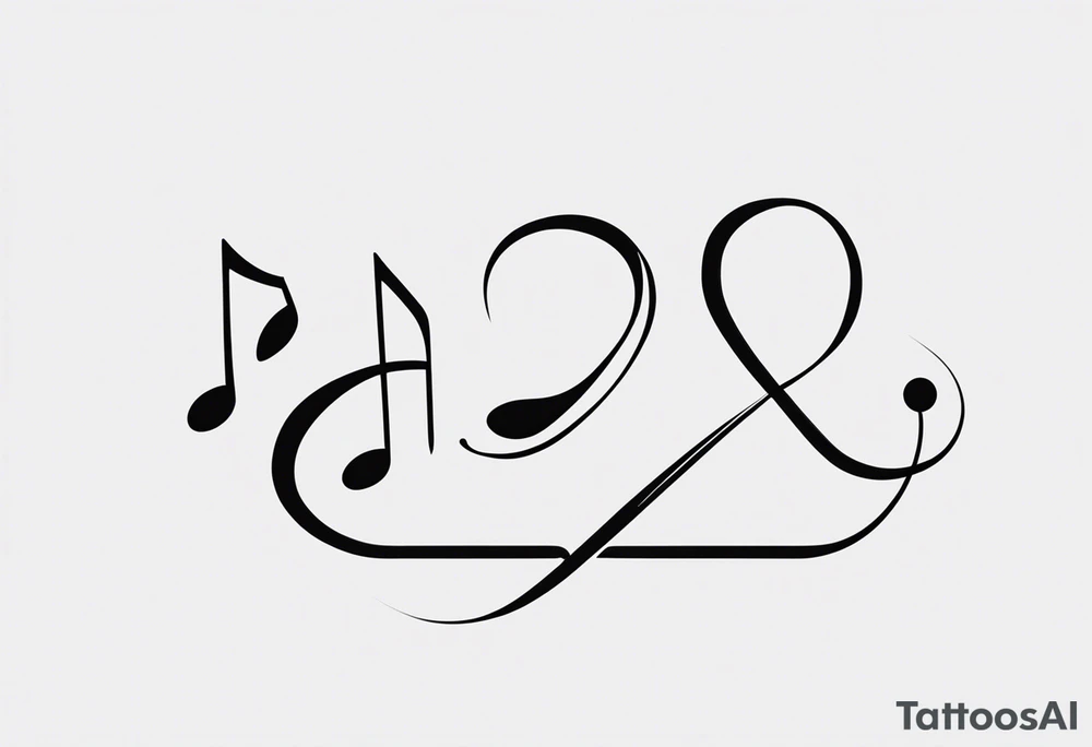 Simple minimalist tattoo depicting musical notes in the shape of letters “l” and “r” tattoo idea