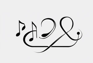 Simple minimalist tattoo depicting musical notes in the shape of letters “l” and “r” tattoo idea