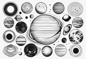 Minimalist representation of the solar system tattoo idea
