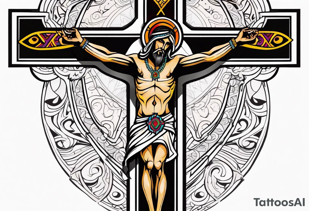 Tribal crucifix tattoo idea