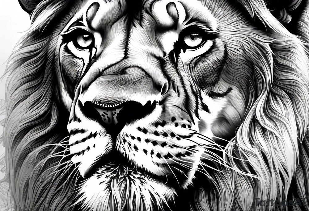 powerful majestic lion, close-up tattoo idea