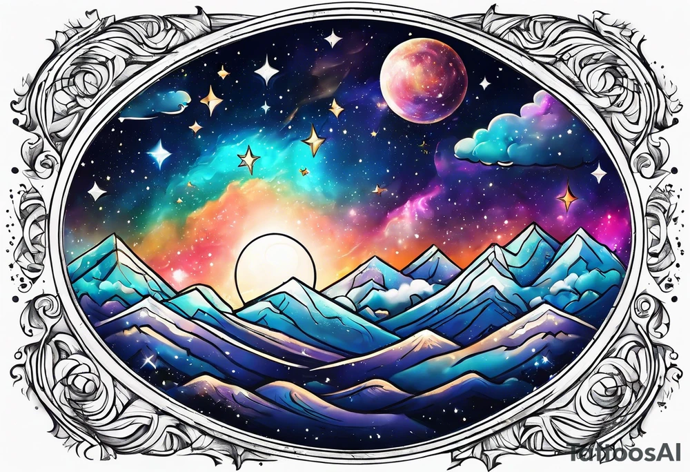 milky way galaxy with a cloudy pattern tattoo idea