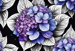 Blue and purple hydrangea flowers tattoo idea