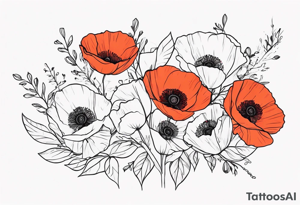 Poppy bouquet tattoo idea