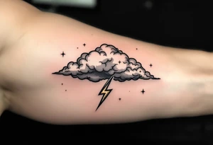 A stormy gray cloud and lightning bolt, representing Perun’s wrath and justice from above. tattoo idea