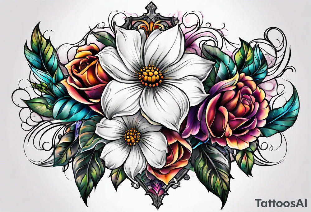 Flower chest piece tattoo idea