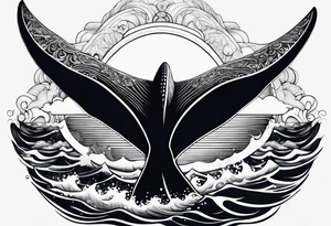 Humpback whale tail sticking out of ocean tattoo idea