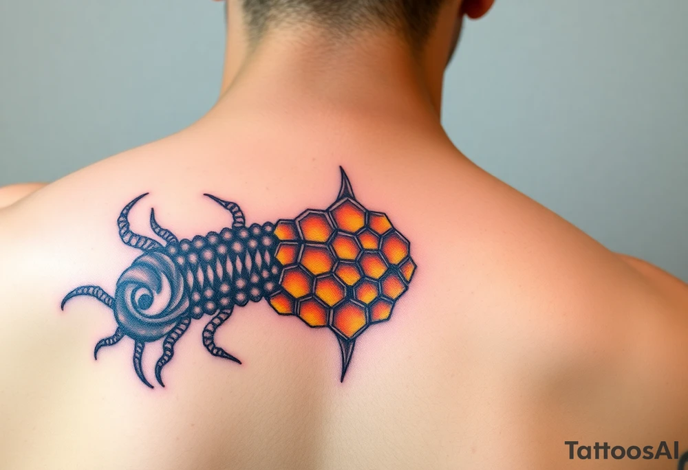 Honey comb sea creatures tattoo idea