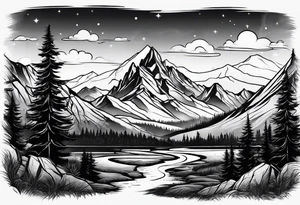 Wilderness mountains tattoo idea
