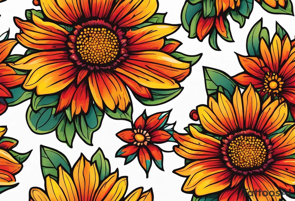 Indian blanket flower tattoo idea