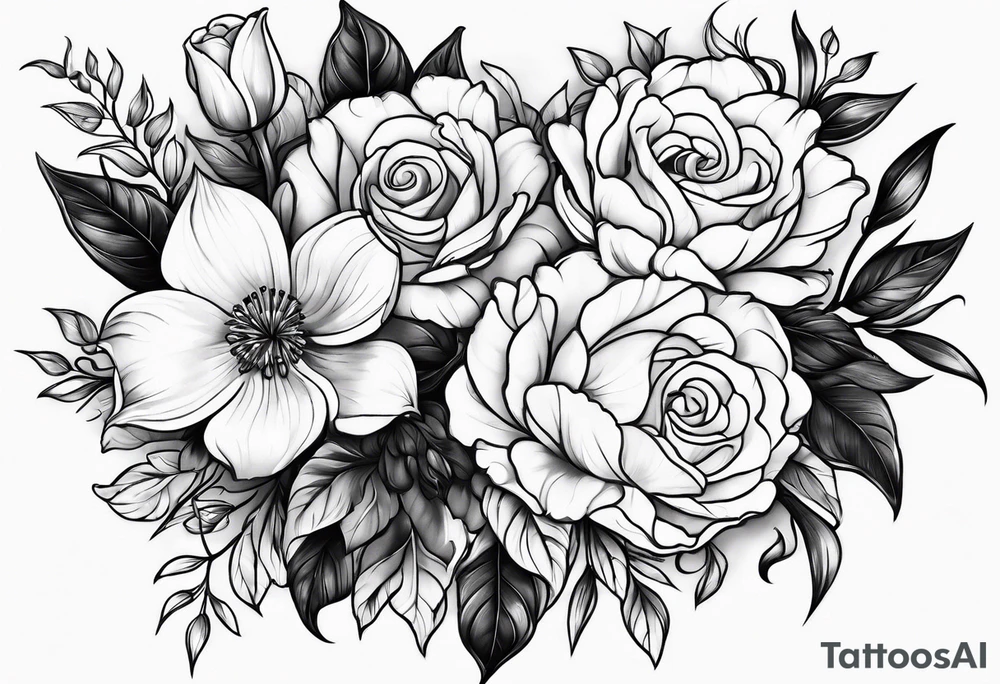 Épaule fleurs tattoo idea