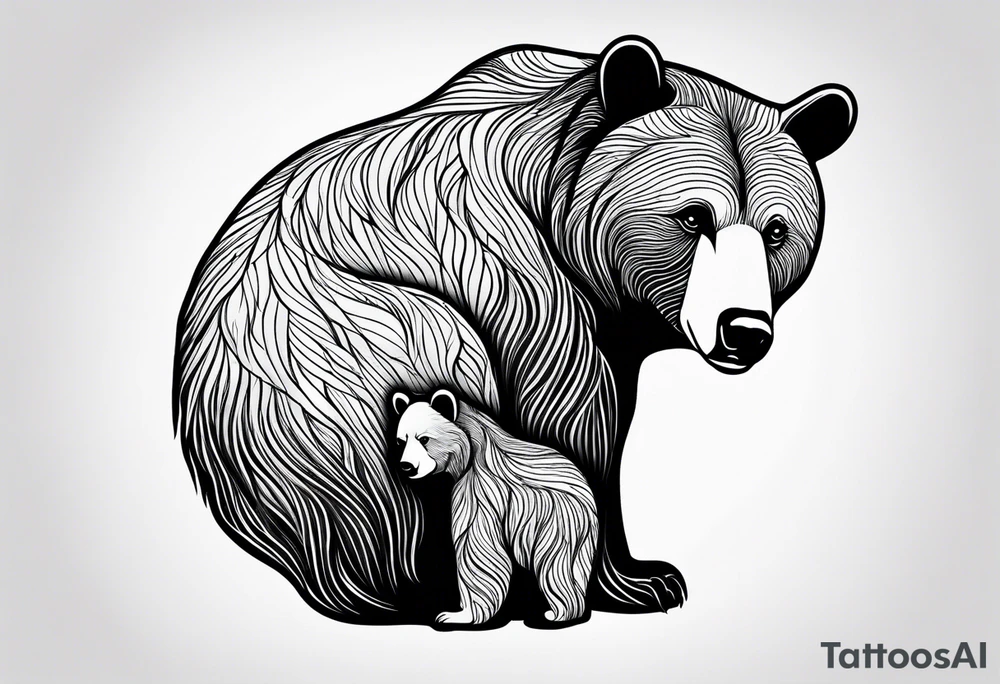 mother bear and cub looking at each other teardrop shaped simple tattoo idea mother bear and cub looking at each other teardrop shaped simple tattoo idea