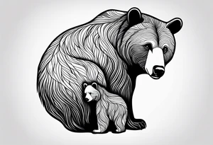 mother bear and cub looking at each other teardrop shaped simple tattoo idea