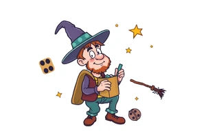 Guy exploring witch supplies tattoo idea