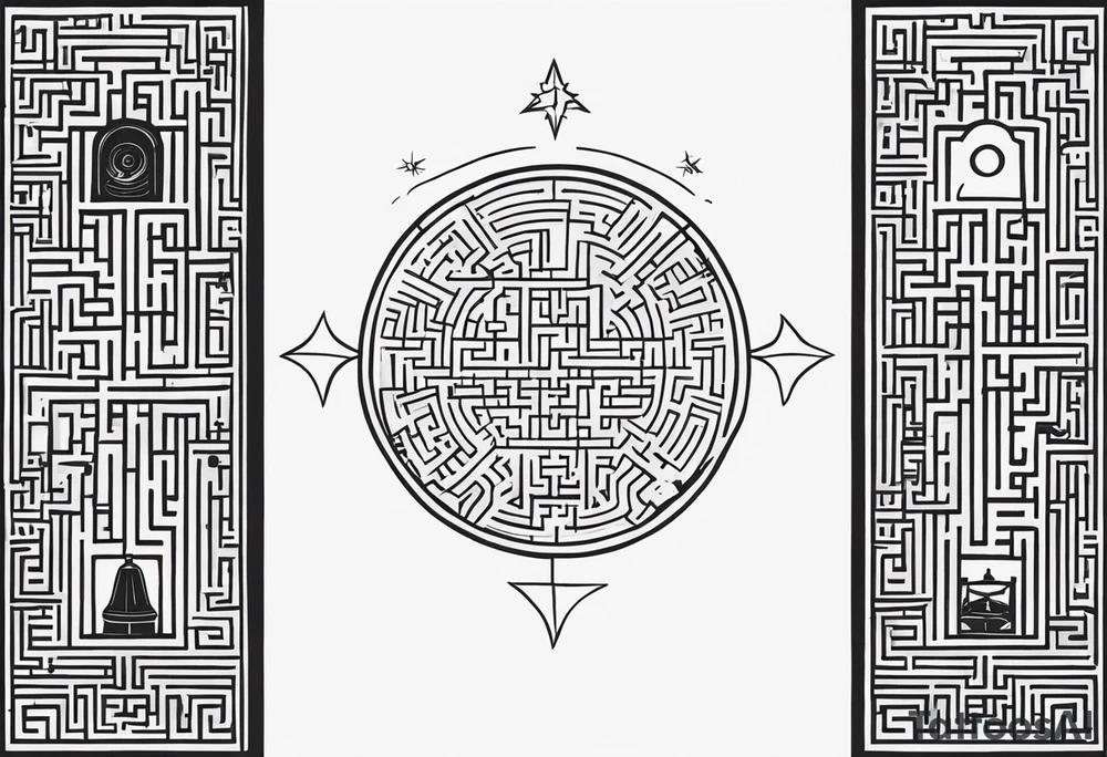 Bell, Maze, tracks, North Star, Graveyard, Mask, Eternal, Rewind, tattoo idea