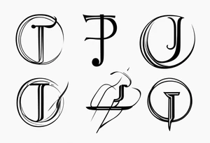 unique symbol with the letters T, A, J, W, D tattoo idea