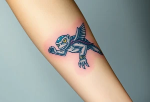 Flying ninja monkey turtle with color tattoo idea