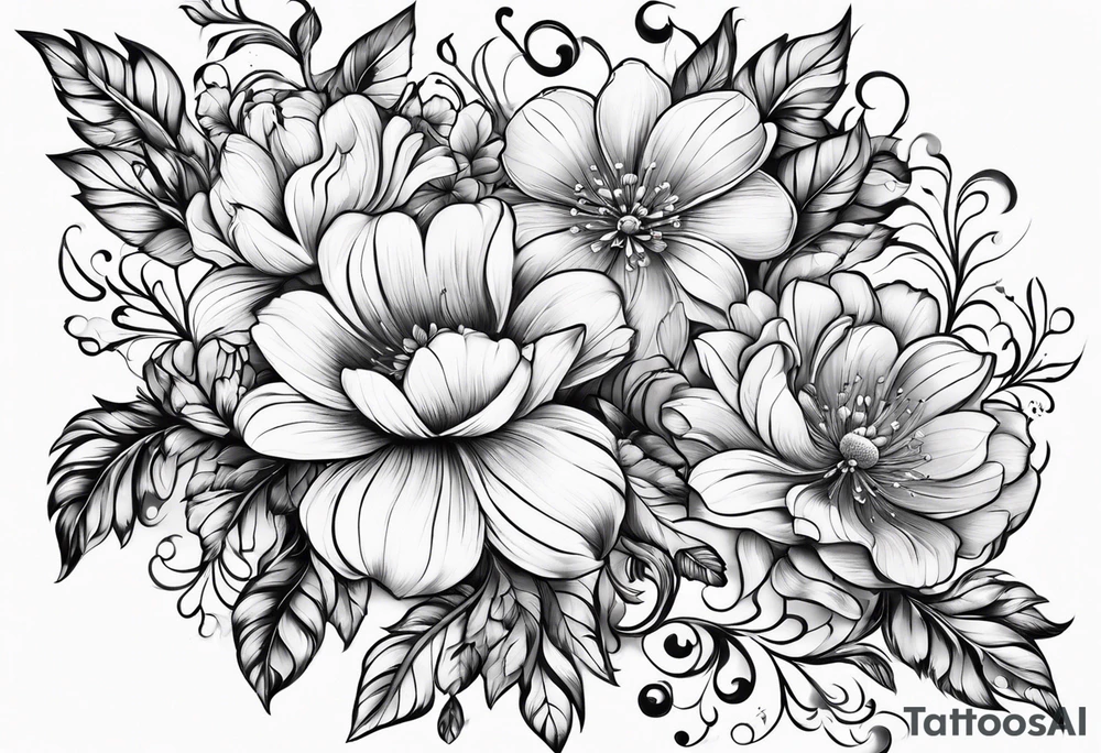 ornaments of flowers tattoo idea