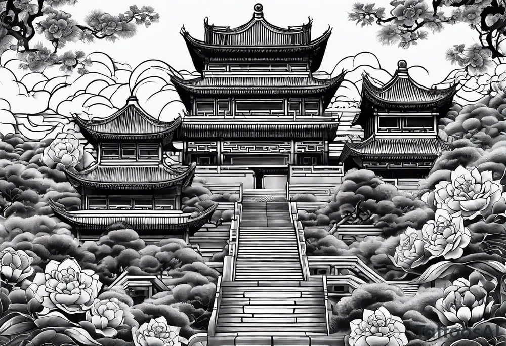 Chinese wall, realistic art,old school, Chinese tattoo idea