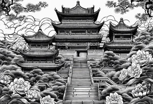 Chinese wall, realistic art,old school, Chinese tattoo idea
