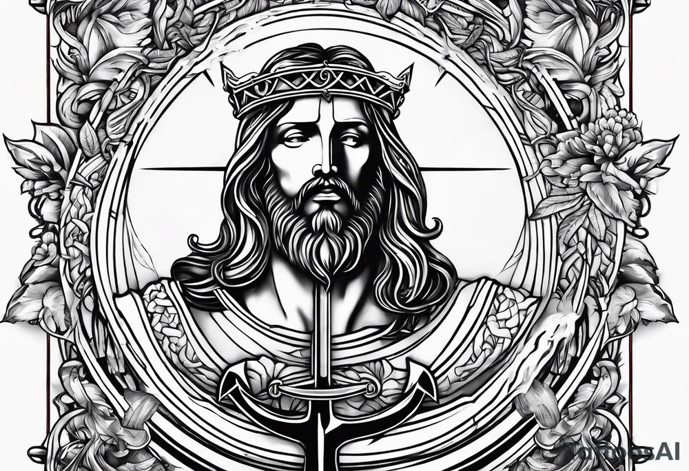 Jesus on an anchor tattoo idea
