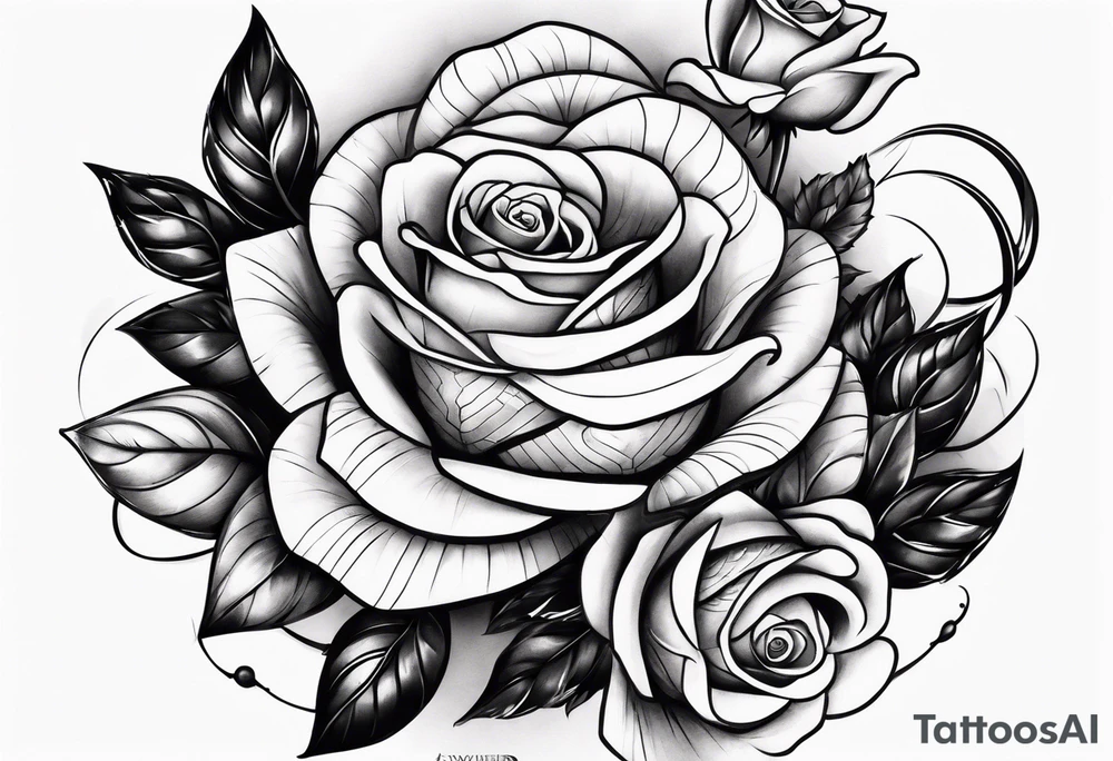 large thigh tattoo with a snake rapping around a rose tattoo idea