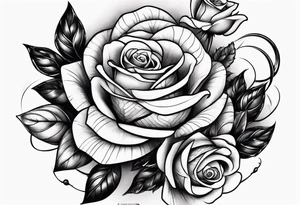 large thigh tattoo with a snake rapping around a rose tattoo idea