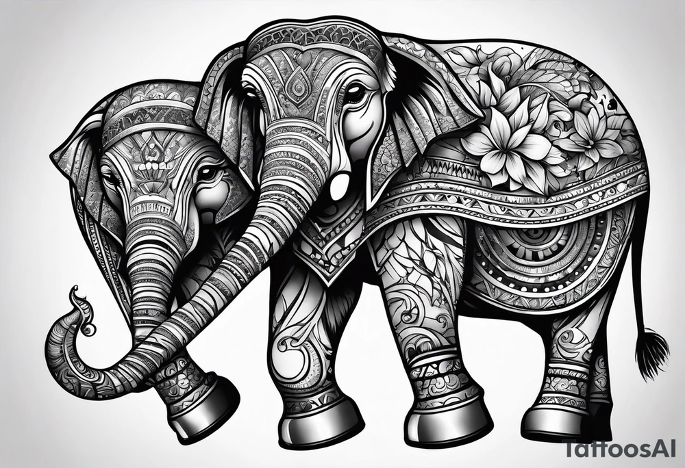 Roller skating elephant tattoo idea