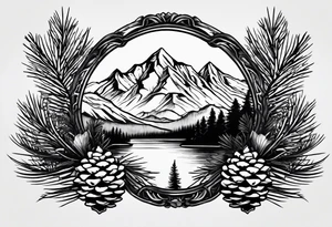 Pinecone, mountains tattoo idea