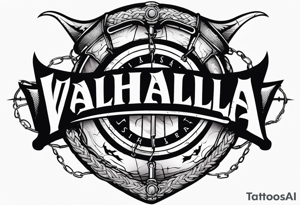 Valhalla sword shield barb wire chain tattoo idea