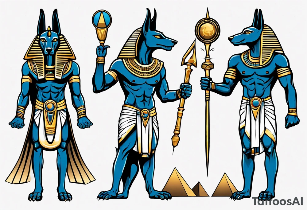 anubis and horus full arms tattoo idea