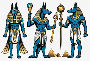 anubis and horus full arms tattoo idea