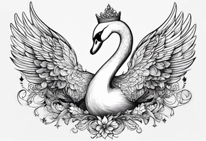 Russian folklore based white swan princess not detailed tattoo idea