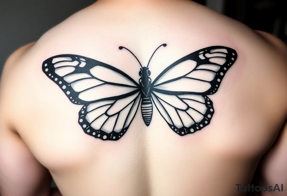 Powerful unique butterfly half women half butterfly with the names Adian &Joziah in it make thier names noticeable tattoo idea