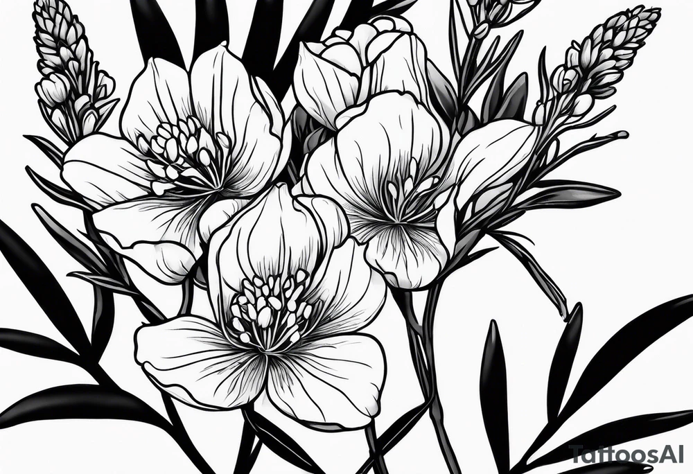 Curved Texas bluebonnet botanical corner tattoo idea