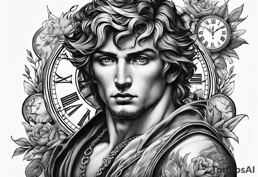 Creation of Adam with a clock tattoo idea