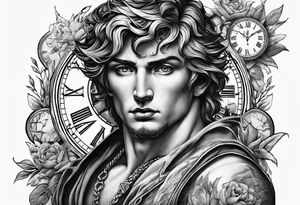 Creation of Adam with a clock tattoo idea
