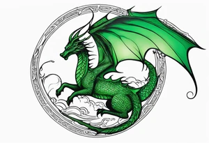 Moon fairy green dragon tattoo idea