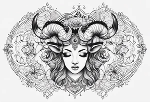 Dainty constellation aries line work tattoo idea