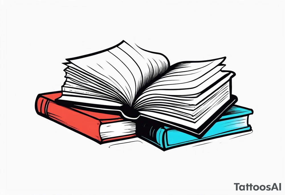 Open book on top of a stack of books tattoo idea