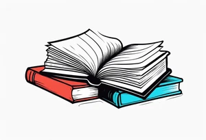 Open book on top of a stack of books tattoo idea