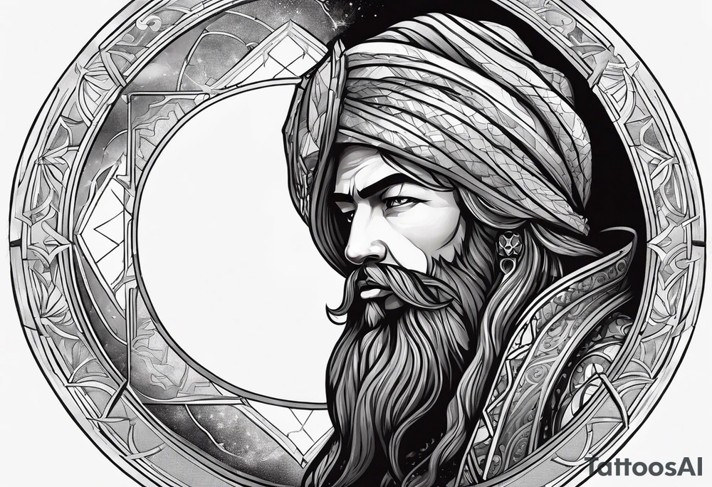 Jehovah looking out at the marvels of his creation from the atoms to the galaxy and celestial beings. With grey wash and a fantasy theme. Jehovah has to be a character who is so majestic, charismatic, immensely powerful. There isnt a single thing he isnt capable of doing. Infinitely powerful forward facing tattoo idea