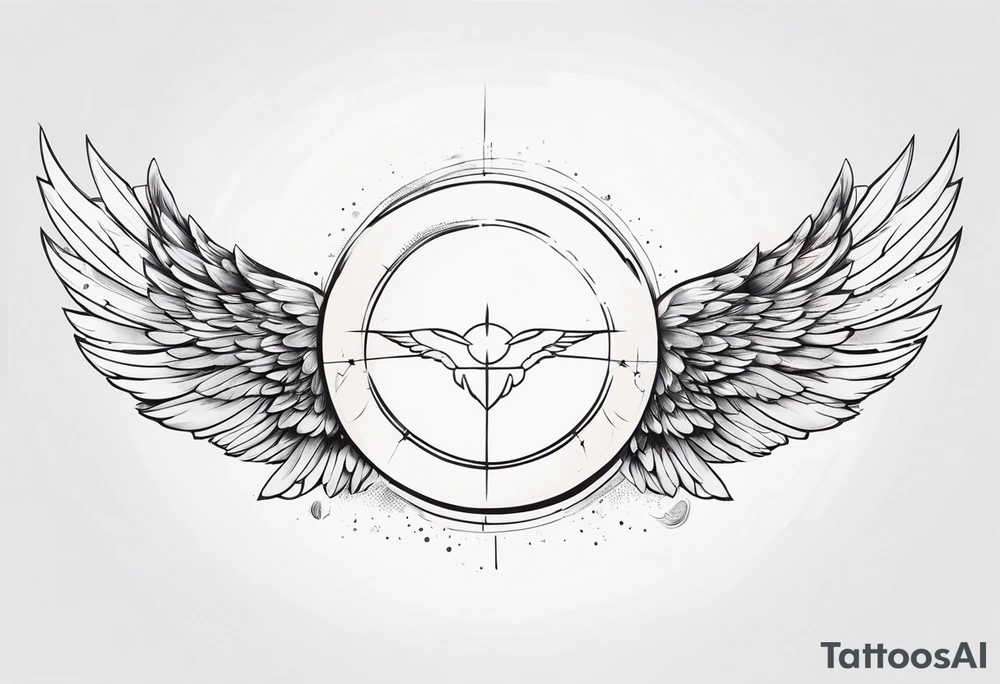 wings with a halo above them tattoo idea