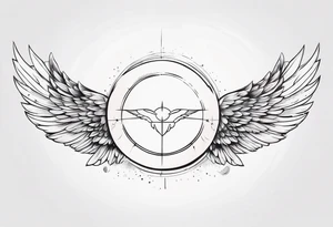 wings with a halo above them tattoo idea