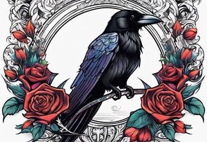 Book with dagger and a raven tattoo idea