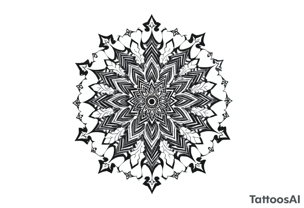 long mandala shaman and witch style mytical with ancient rhyme tattoo idea