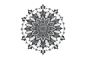 long mandala shaman and witch style mytical with ancient rhyme tattoo idea