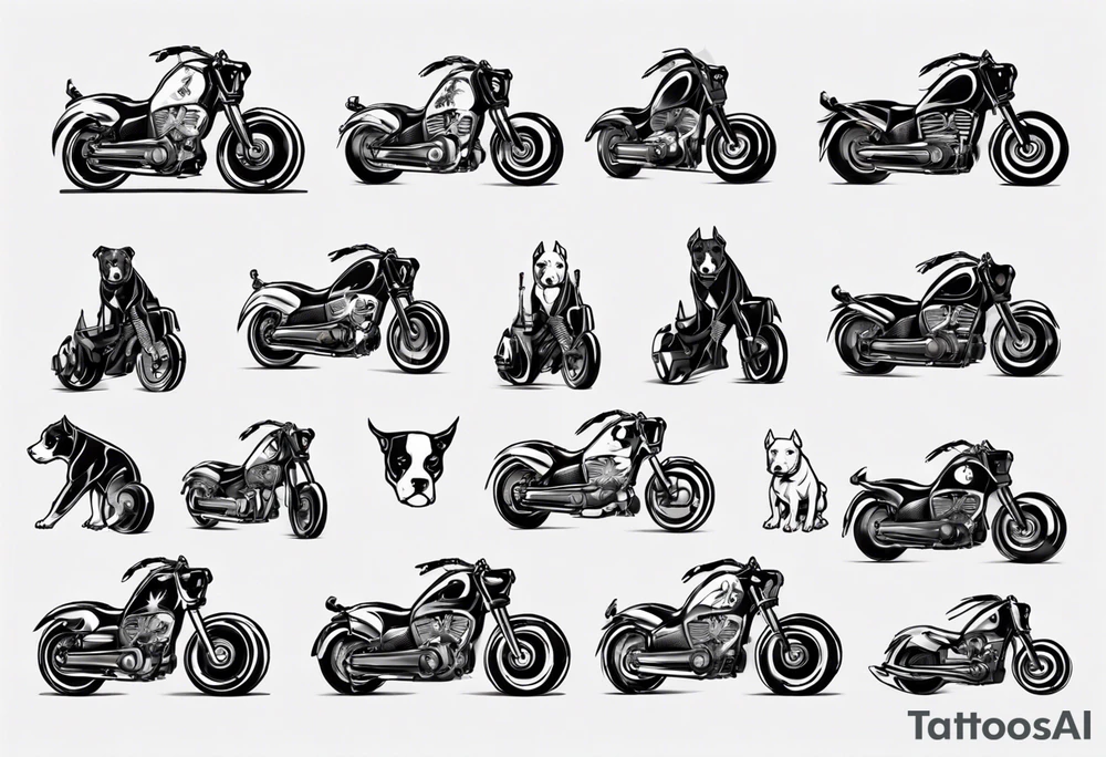 Pitbull on a motorcycle tattoo idea