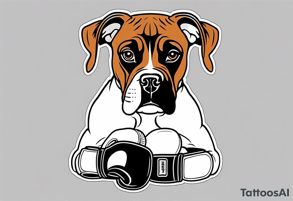 Boxer dog, boxing gloves tattoo idea